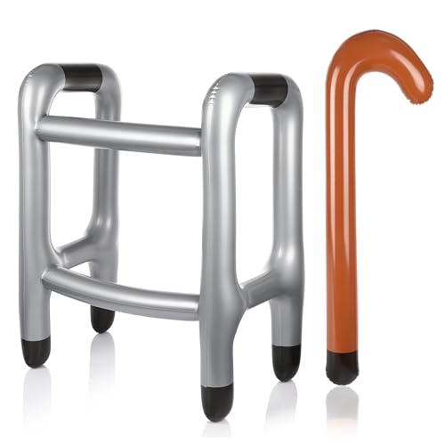 FunX Aufblasbare Gehhilfe und Gehstock Set - Kostümzubehör für Karneval - Lustiges Accessoire für Geburtstage, Fasching oder Rente