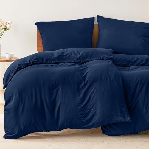 Dreamzie - Bettwäsche 135x200 cm 4teilig mit Kissenbezügen 80x80 cm Dunkelblau - Bettbezug 135x200 Einzelbett aus 100% Mikrofaser - Zertifiziert ohne Chemikalien (Oeko TEX)