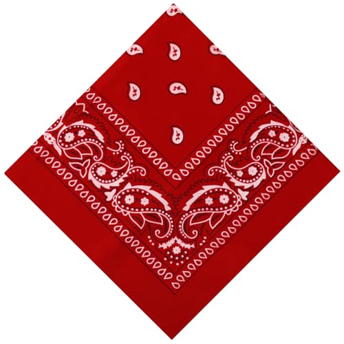 sularpek Bandana Rot, Bandana Damen und Herren, Paisley Halstuch, Unisex Tuch Bindetuch, Paisley Muster Bandanas Headwear Haar Schal, Headwear Haar Schal Ansatz Handgelenk Kopf Biker(55 x 55 cm)