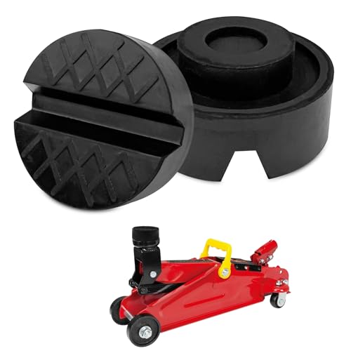 Legpador 2 Stück Wagenheber Gummiauflage, Gummiauflage Hebebühne mit Rillen, Gummi Wagenheber Auflage, Flaschenheber Gummipad Schwarz, Gummipuffer Stempelwagenheber, Universal Wagenheber Power Pad