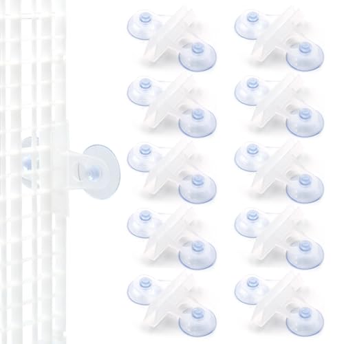 LINLAN 10 Stück Aquarium-Trennsaugnapf-Clips, Glasbefestigungs-Clips, Kunststoff-Gitterplatte-Isolationshalter für Aquarien (Weiß)