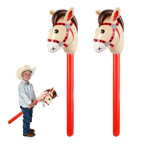 2 Stück Hobby Horse,Steckenpferd,für Kinder Pferde,Stockpferd Aufblasbaren Aufblasbares,Hors Bastelset Hobbyhorse,Horsing Pferd Pferdekopf,Pferdespielzeug Steckenpferde Steckpferd Stick 100*26 mm