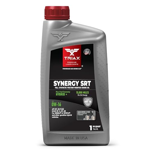 TRIAX Synergy SRT 0W-16 Synthetisches PAO/Ester-Motorenöl für Hybridfahrzeuge, Reibung modifiziert und verstärkt, lange Ölwechselintervalle (1 Quart)