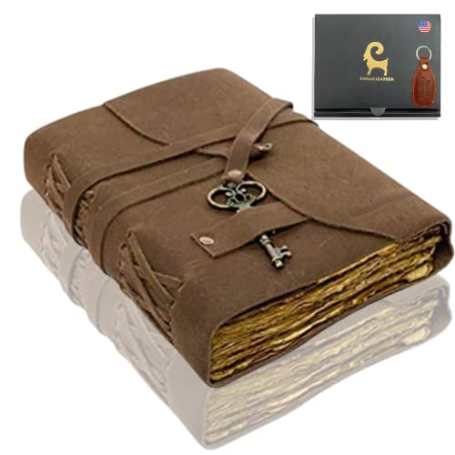 Urban Leather Rustic Vintage Key Journal Old Büttenrandseiten für Männer und Frauen zum Schreiben, Zeichnen, Skizzenbuch, Schreiben, Notizbuch für Sie und Ihn, dicke, leere, ungefütterte Seiten