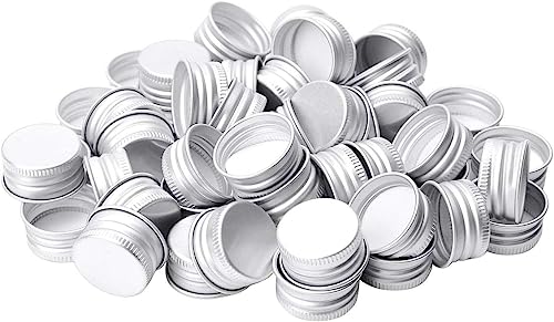 100 Stück kleine Premium-Aluminium-Gewindekappen, Ersatz, Schraubverschlüsse mit gerolltem Rand, für Borosilikatglasflaschen (24 mm, Silber)