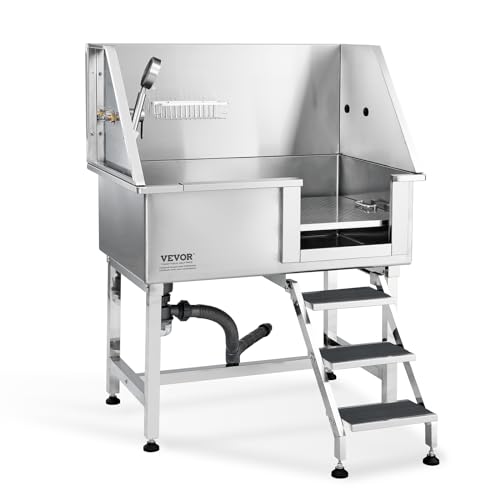 VEVOR Professionelle Hundepflegewanne 965,2 mm Edelstahl Tierbadewanne Hundewaschstation max.100kg Hunden Pflege Dusche Hundewaschanlage Haustierpflegewanne Hundedusche Waschwanne