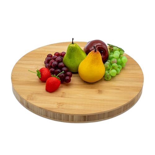 Spetebo Bambus Schneidebrett rund massiv - ⌀ 40 cm - Küchenbrett aus FSC Holz lebensmittelecht - Servierbrett Holzbrett Servierplatte Küchen Arbeitsbrett Brettchen Schneideunterlage