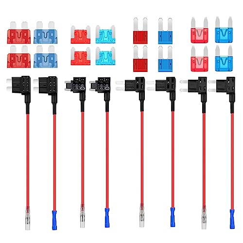 AUKENIEN Stromdieb Sicherung KFZ 4 Werte Stecksicherung Adapter Autosicherungen 12V Add a Circuit Flachsicherungsadapter Set mit 10A 15A Standard Mini Micro Micro2 Sicherungen en 1 Sicherungsabzieher
