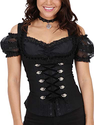 Krüger Damen Trachten Mieder, Modell: Moonnight, Art.-Nr. 035543-0-0004, 38, schwarz