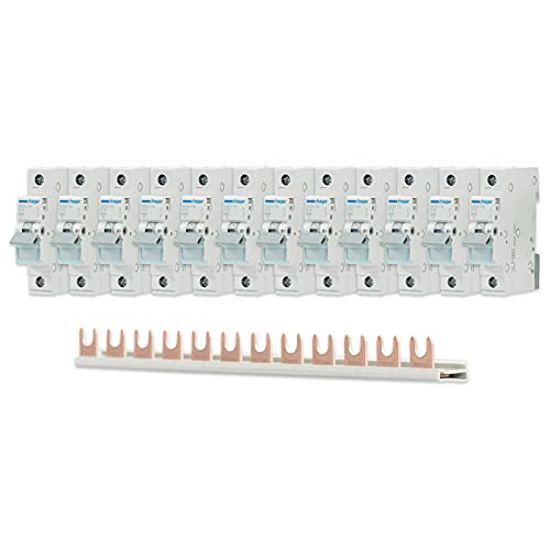 Hager Set 12x LS Schalter 1-polig MBN116 + 1x Phasenschiene 1-polig KDN163A