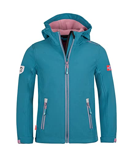 Trollkids Mädchen Softshell Jacke Trollfjord, Blaugrün/Violett, Größe 164