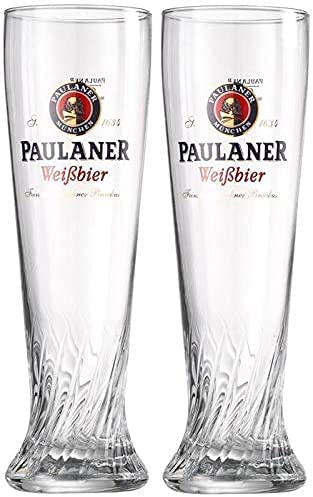 Paulaner Weissbier White Beer Munich Set of 2 Wheat Beer Glasses- 0.3L by Paulaner Brewery