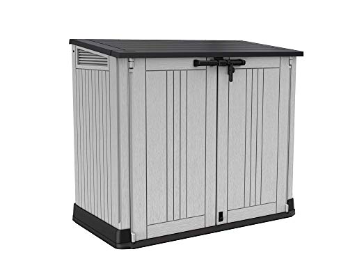 Keter 249317 Store it Out Nova Gartenschuppen für den Außenbereich, 132 x 71,5 x 113,5 cm, hellgrau mit dunkelgrauem Deckel