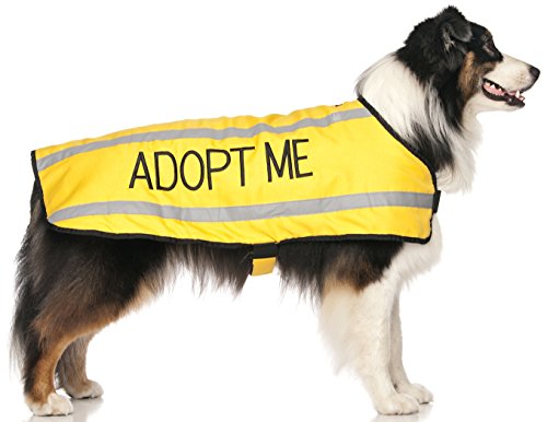 adoptieren mich gelbe Farbe Coded S M L reflektierende wasserdichte Fleece gefüttert warme Hundemäntel zu Ihrem lokalen wohltätige Zwecke spenden (große Brust 61-92 cm Rückenlänge 59cm)