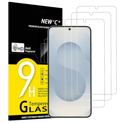 NEW'C 3 Stück für Samsung Galaxy S25 für Panzerglas, Frei von Kratzern, 9H Härte, HD Displayschutzfolie, Ultra-klar, Ultrabeständig