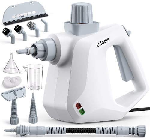 Udodik Tragbarer Dampfreiniger, Dampfreiniger für Zuhause, Mehrzweck-Dampfreiniger mit 10 Zubehörteilen für Teppiche, Vorhänge, Sofas, Küche, Wanzen, Badezimmer und mehr