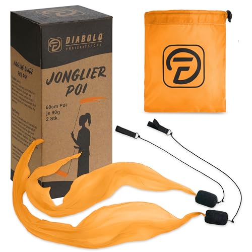 Diabolo Freizeitsport UV leucht Poi in Orange - Angel Wings Spinning Pois. Spiral Pois, Soft-Pois für Anfänger und Profis