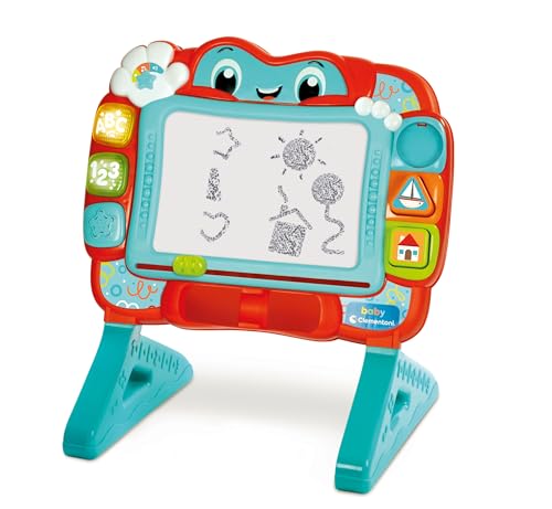 Clementoni Baby 17955 Magnetische Tafel zum Singen und Lernen für Kinder, 18-36 Monate, Lernzentrum für die erste Kindheit, zum Zeichnen, Lehren von Zahlen, Wörtern und Formen, mit 3 Stempeln,