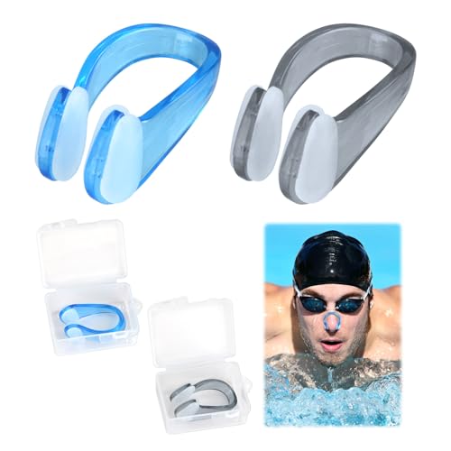 Hugfads Nasenklammer Schwimmen,4 Stück Nasenklammer Schwimmen,Silikon Nasenclip,Anti-Rutsch,Mit Aufbewahrungsbox,nasenklammer Schwimmen Kinder,Wettbewerb nasenklammern Unisex Schwimmen (2)