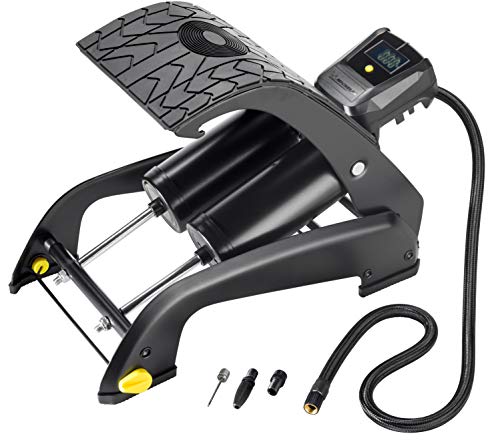 MICHELIN 2 Zylinder Fußluftpumpe mit digitaler Druckanzeige – Präzise bis 7 Bar, ideal für Auto- & Fahrradreifen, Bälle & mehr, rutschfeste Trittfläche, robuste Qualität, inkl. Adapter