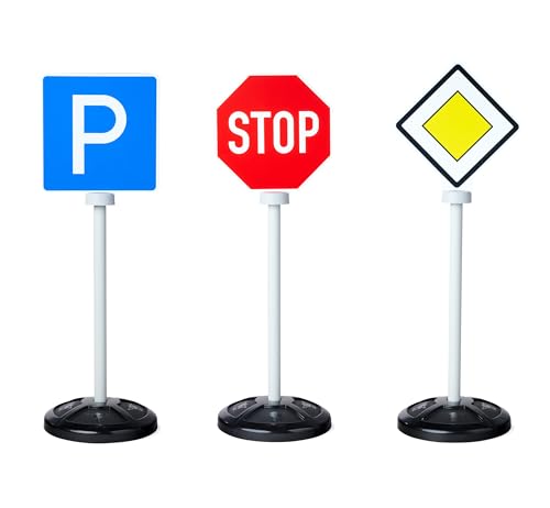 Big Verkehrsschilder für Kinder (je 69 cm) - 3er-Set Straßenschilder mit 5 Verkehrszeichen zum Spielen & Lernen für Kinder ab 1 Jahr, Spielzeug für Indoor & Outdoor
