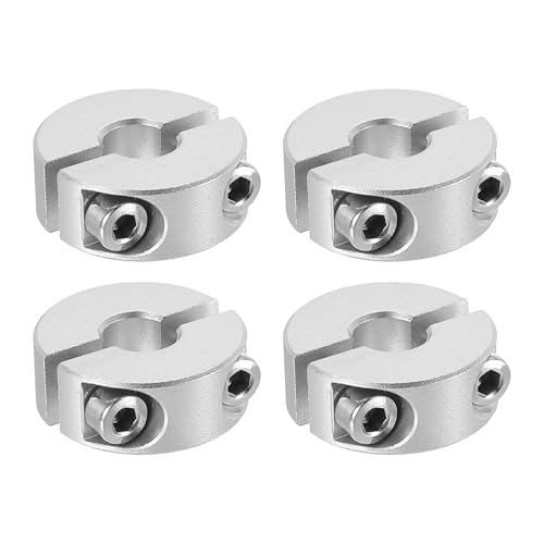 PATIKIL Geteilte Stellringe 8mm Langweilige 25mm OD 8mm Dicke, 4er Pack Aluminiumlegierung Tiefenanschlagringe Klemm mit Gewindestift für die Maschinenbauindustrie, Silber