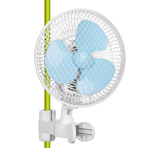 blessny 6-Zoll-Anklemmventilator für Grow Tent, oszillierender Klemmventilator zur Befestigung an Grow Tent-Stangen, 2,4 m langes Kabel mit 2 Geschwindigkeiten, 40 dB leiser Betrieb