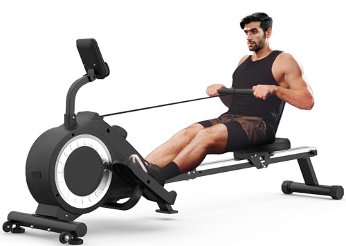 Rudergerät für zuhause - Neezee Faltbares Rudergerät mit LCD-Monitor, Rudergerät klappbar mit 16-stufiger Magnetwiderstand Rudergerät für Ganzkörpertraining, Silent Rudergerät, platzsparendes