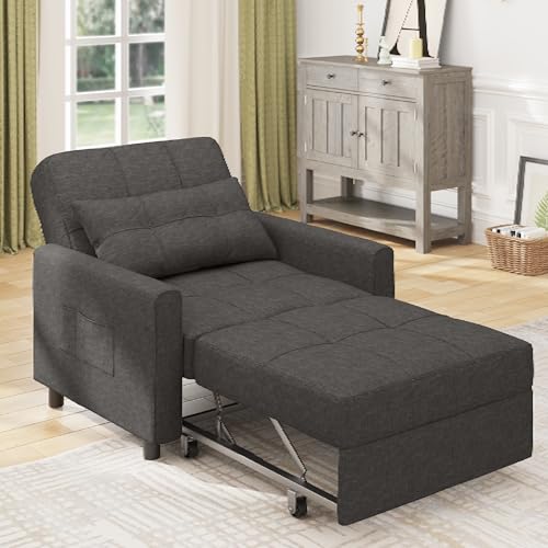 Bealife Relaxsessel, Schlafsessel mit Verstellbarer Rückenlehne, Fernsehsessel, Klappbares Schlafsofa, Relaxsessel fürs Wohnzimmer,Schlafzimmer(Dunkelgrau)