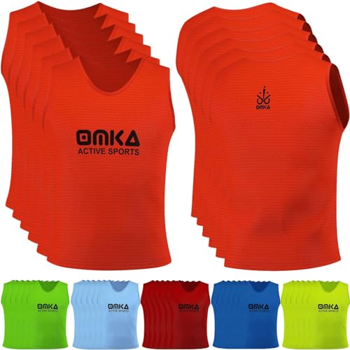 OMKA Leibchen Trainingsleibchen – Markierungshemd für Team Sport, Fussball, Training, Jogging, Hocky, Handball in Gelb, Rot, Grün, Orange, Blau für Herren, Kinder & Damen - ideal für Teams