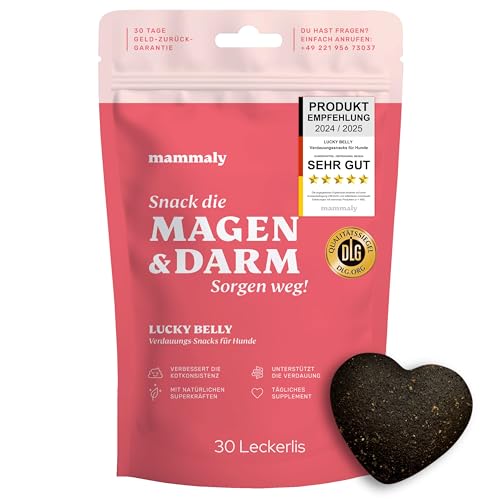 mammaly Probiotika Hunde Leckerli Lucky Belly Test Set (110g) bei Gras fressen, Durchfall & Sodbrennen - Verdauungssnacks Magen Darmflora Aufbau - Alternative zu Heilerde, Kohletabletten als Snacks