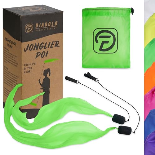 Diabolo Freizeitsport 40cm UV leucht Poi (grün) - Angel Wings Spinning Pois. Spiral Pois, Soft-Pois für Kinder - geeignet für Anfänger und Profis
