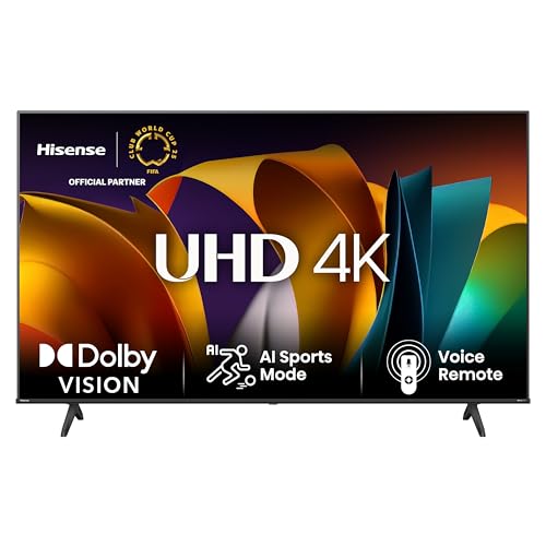 Hisense 50E6NT 127cm (50 Zoll) Fernseher, 4K UHD Smart TV, Precision Colour, HDR, Dolby Vision, 60Hz, Triple Tuner DVB-C/S/S2/T/T2, WiFi, HDMI 2.1, Bluetooth, Alexa Built-in, Schwarz, [2024]