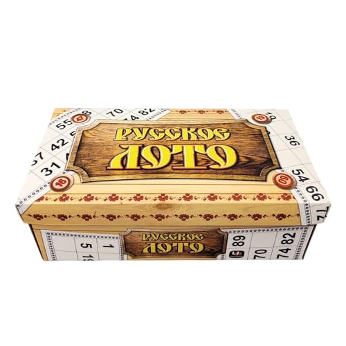 GMMH Bingo Set, Russisches Lotto, Spiel, Gesellschaftsspiel mit Holzfiguren (Kartonkiste, LN-30-9) Spieleabend Familie/Party, Loto Bingospiel Familienspiel für Erwachsene und Kinder ab 6 Jahren