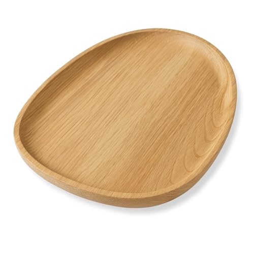 EKFJAELL dekorative Holzschale perfekt zum Servieren, Dekorieren und Präsentieren - Deko Tablett, Tischdeko Holz, Servierplatte Holz, Serviertablett (Eiche, 250x180x15 mm)