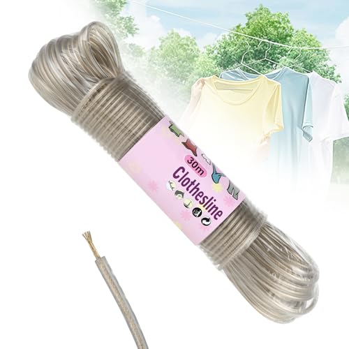 30m Wäscheleine Extra Stark mit Stahlkern – Reißfeste und Rostfreie Outdoor Wäscheleine, Belastbar bis 150kg, Ideal für Draußen, Garten, Camping und als Reisewäscheleine.