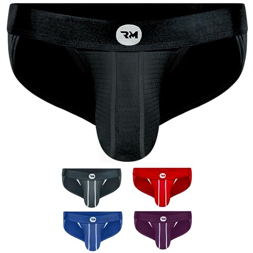 RM Real Men Real Men Ares-Accent Low Rise Pouch Bikini Brief - 1, 3, 6er Pack mit Größe B & D Pouch XS - 5XL, D Pouch 1 Pack- Black Mesh, Medium