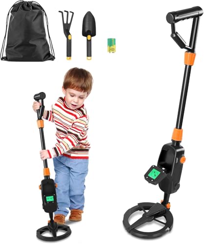 FIVMEN Garten Metalldetektoren für Kinder Metallsuchgerät Profi Detektor LCD-Display mit ABS Lang Handgriff, Wasserdicht Suchspule & Tragtasche Metalldetektor für Kinder und Anfänger, 1008