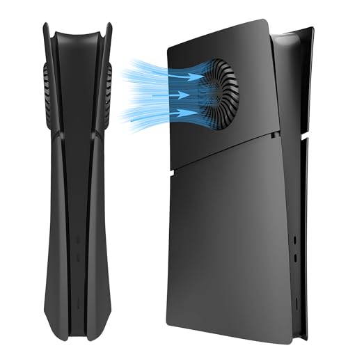 DOBEWINGDELOU Faceplate für PS5 Slim Digital Edition mit Lüftungsschlitzen und Staubfilter, Face Plate Konsole Abdeckplatten ABS staubdicht Ersatz Seite Shell Zubehör Gehä Schwarz