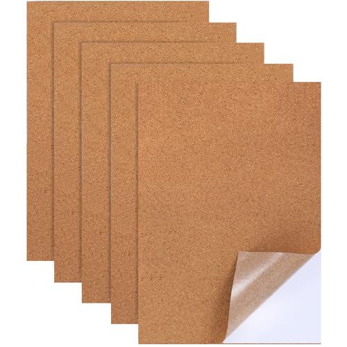 Xthrotsenk 5 Stück Korkplatten für Die Wand Selbstklebende Kork 30x21cm Rechteck-Isolierkorkplatten 1 mm Dicke Untersetzer Kork Sheets für Böden Wände DIY Bastelprojekte, Rechteckig