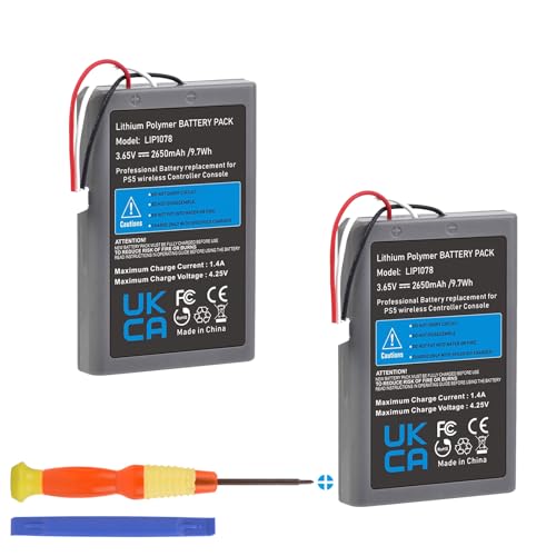 Hisewen 2Pack PS5 Akku Lip1708, 2650mAh Ersatz Akku für Sony Playstation 5 DualSense CFI-ZCT1W Wireless-Controller