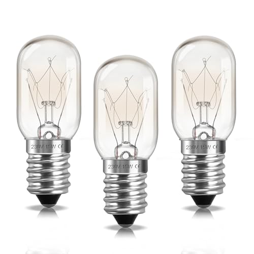Liuyife 3 Stück E14 Kühlschranklampe, Dimmbar, Hitzebeständig bis 300 Grad, 100LM Warmweiß 2700K, E14 Salzlampenbirnen für Kühlschrank, Mikrowelle, Dunstabzugshaube, Salzsteinlampe
