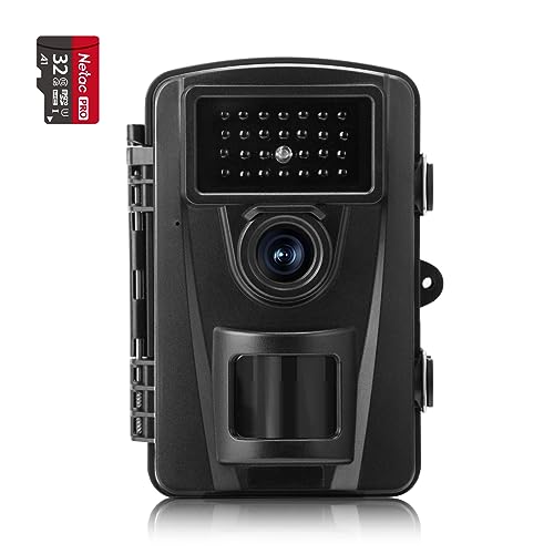 Coolife Jagdkamera, 28 MP, 1520P, HD, Auslösegeschwindigkeit 0,2 s und 27 Infrarot-LEDs, 940 nm, Nachtkamera, IP66, wasserdicht und staubdicht, mit Karte 32 G (schwarz)