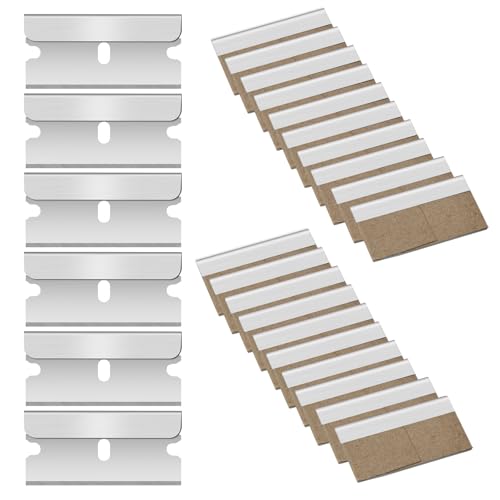 Flintronic 20 Stück Keramikfeldschaber Ersatzklingen, Schaberklingen Edelstahl, Schaber Klingen, Rasierklingen Zeranfeldkratzer, Keramikfeld, Herdschaber für Kochfeld, Backofen, Glaskeramik
