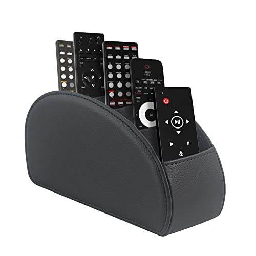 WAYIFON Fernbedienungshalter mit 5 Taschen, Große Halterung für TV, DVD,4K Stick und Bluray Fernbedienungen, Fernbedienung Aufbewahrung für Stifte,M-Schwarz