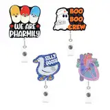 Casbomy 4 Stücke Ausweishalter Ausziehbar Badge Reels ID Card Badge Clips Karikatur Interessant Ausweishalter Krankenschwester Geeignet für Arzte, Pflegepersonal Ausweishalter