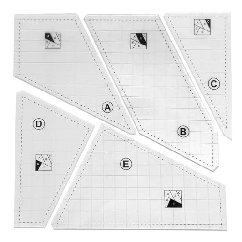 Quilt-Lineale, 5-teiliges Set – kreative Quilt-Vorlage aus Acryl zum Schneiden von Mustern, perfektes Quiltzubehör für Nähmaschine (A-E)
