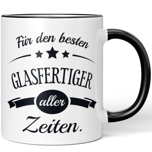 JUNIWORDS Tasse, Für den besten Glasfertiger aller Zeiten, Schwarz (6083914)