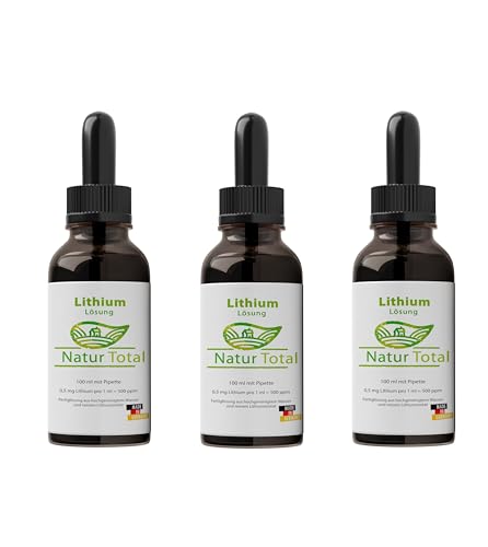 Natur Total Lithium Orotate 100 ml Lithium Tropfen 0,5 mg Lithium je ml ⇒ 500 mg je Liter ⇒ 500 ppm, 3 mal 100 ml Lithiumorotat