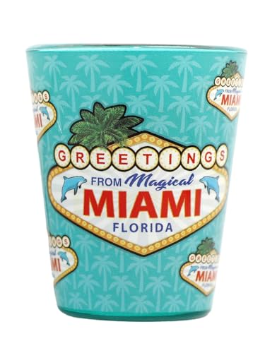 Miami Florida Greetings Anmelden und Abmelden Glas